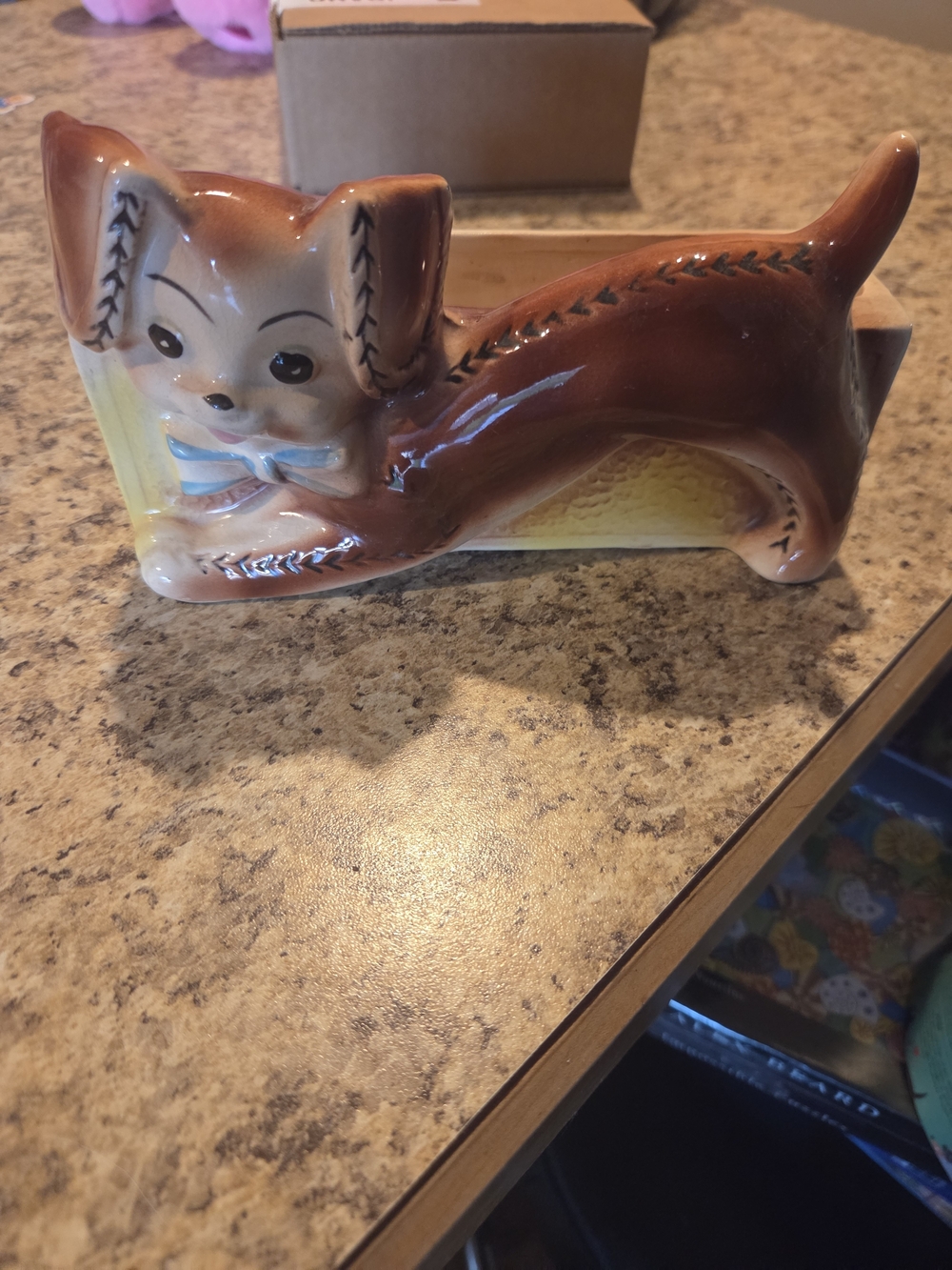 Vintage Royal Copely Puppy Dog Planter Figurine